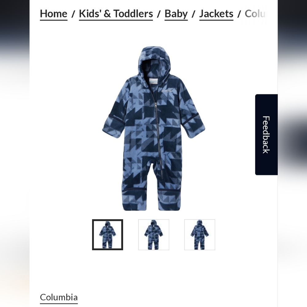 Columbia Blue Geometric Baby Bunting Suit